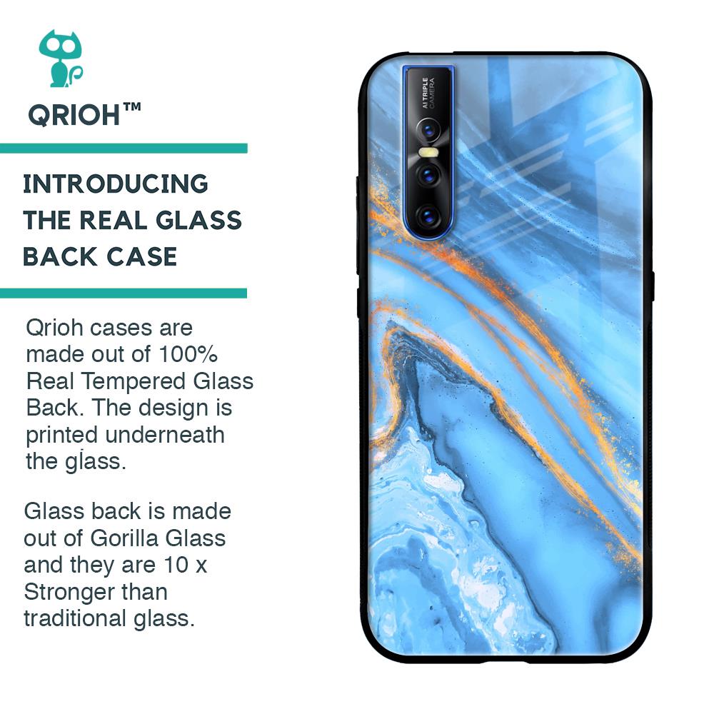 Vibrant Blue Marble Glass Case for Vivo V15 Pro