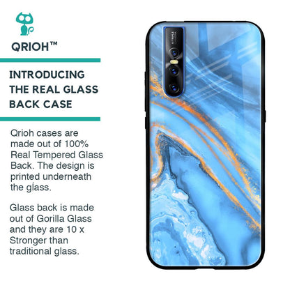 Vibrant Blue Marble Glass Case for Vivo V15 Pro