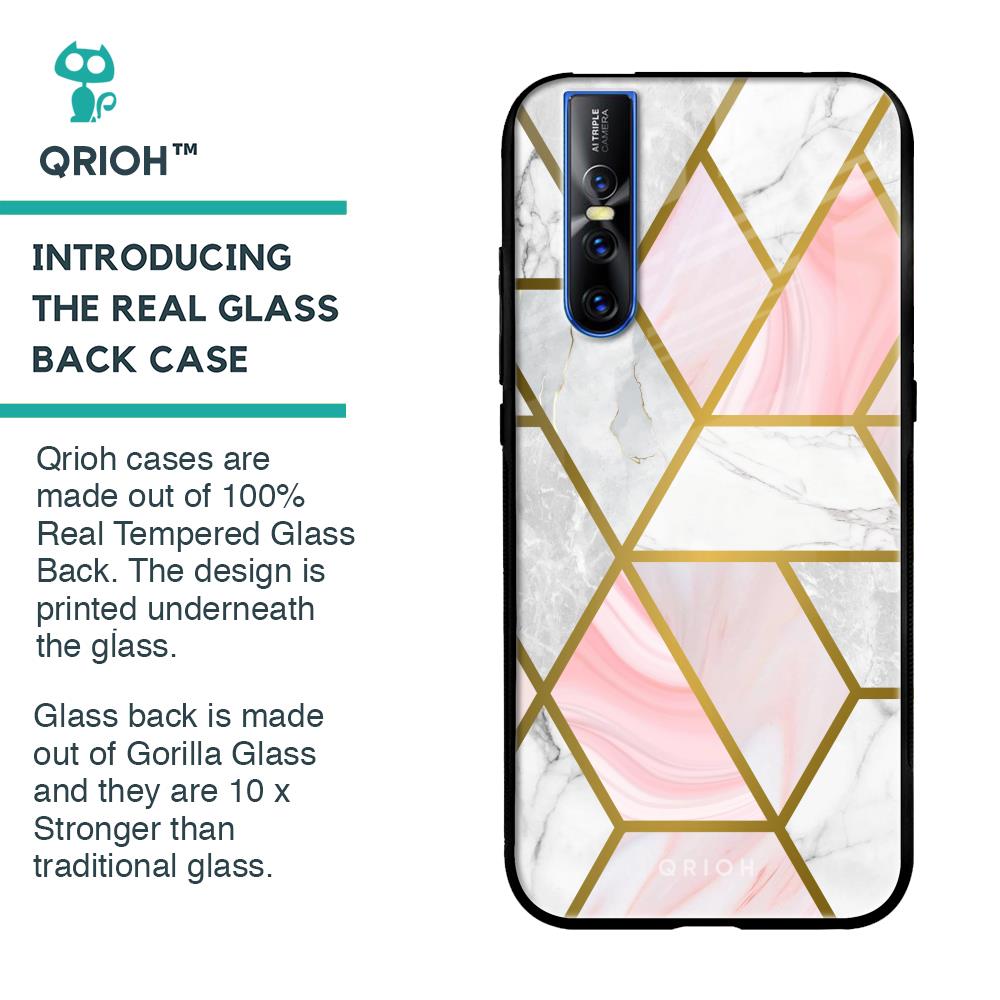 Geometrical Marble Glass Case for Vivo V15 Pro