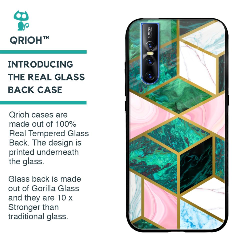 Seamless Green Marble Glass Case for Vivo V15 Pro