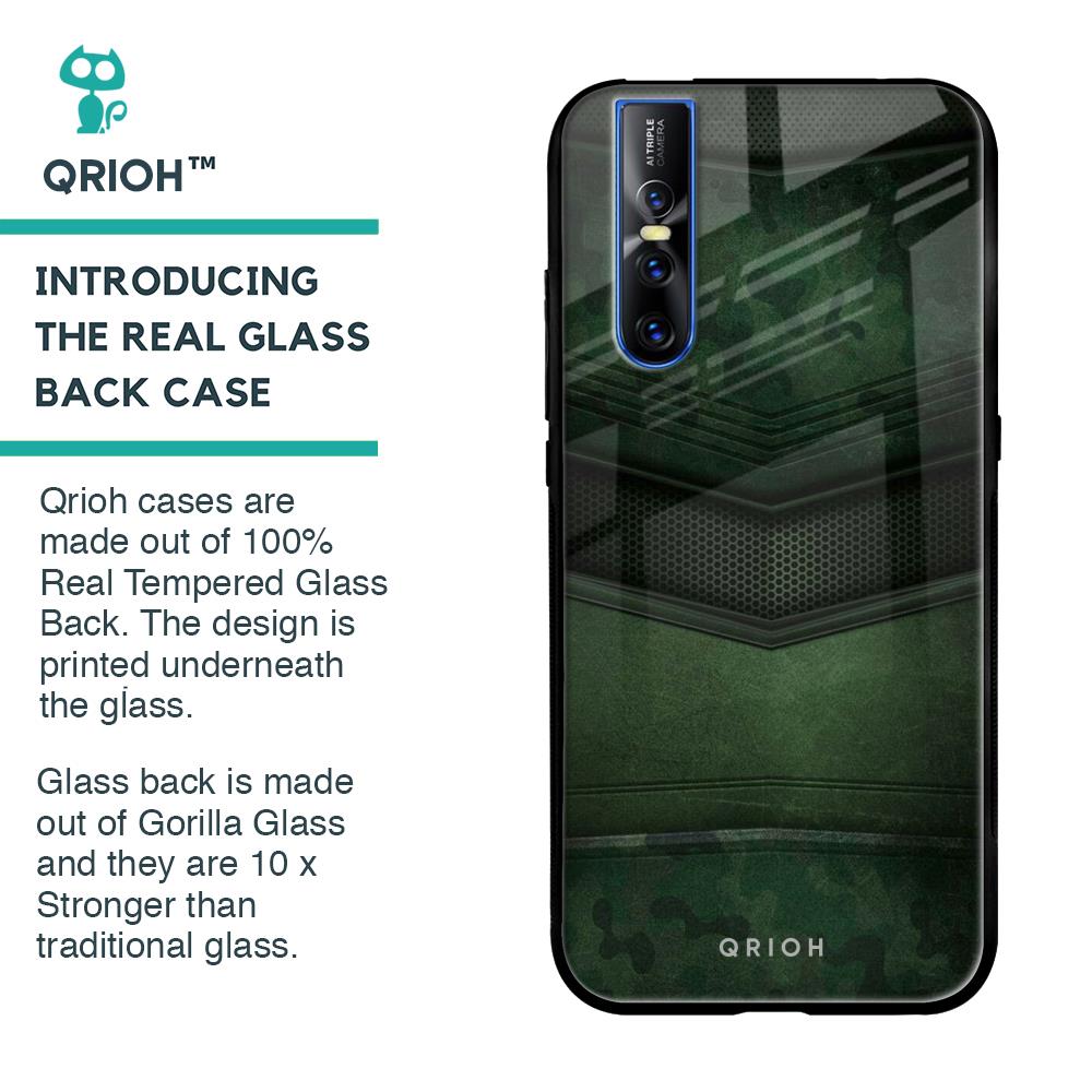 Green Leather Glass Case for Vivo V15 Pro