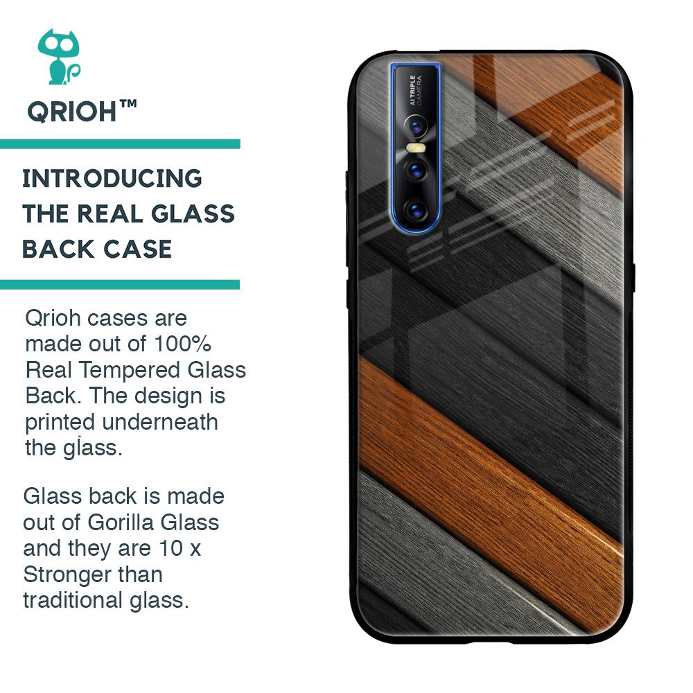 Tri Color Wood Glass Case for Vivo V15 Pro