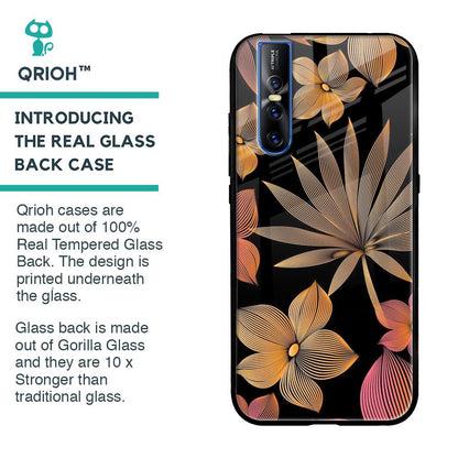 Lines Pattern Flowers Glass Case for Vivo V15 Pro