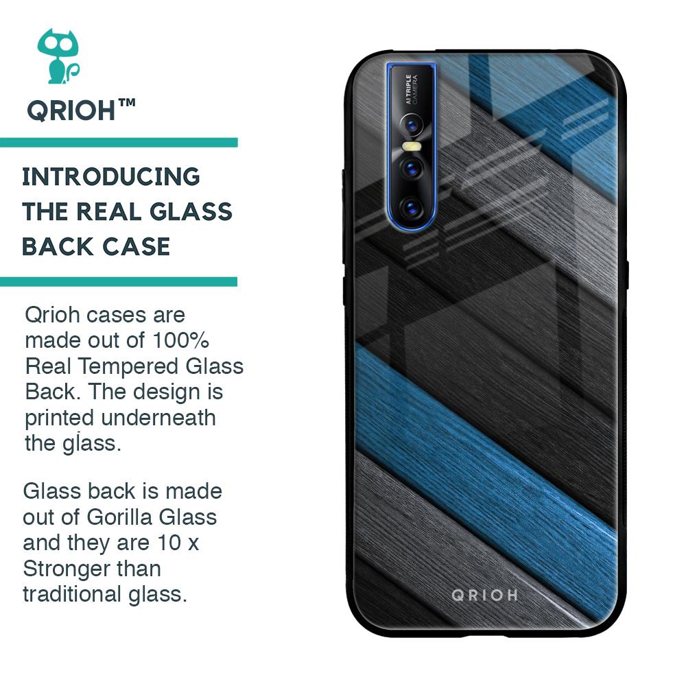 Multicolor Wooden Effect Glass Case for Vivo V15 Pro