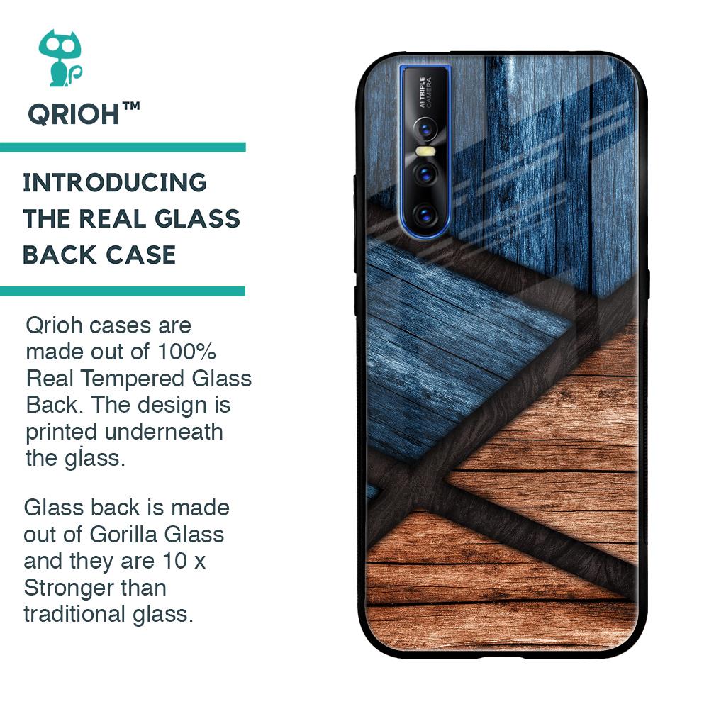 Wooden Tiles Glass Case for Vivo V15 Pro