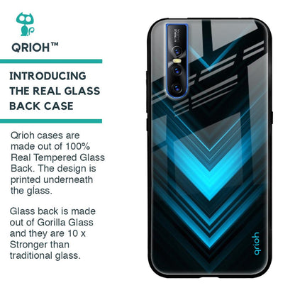 Vertical Blue Arrow Glass Case For Vivo V15 Pro