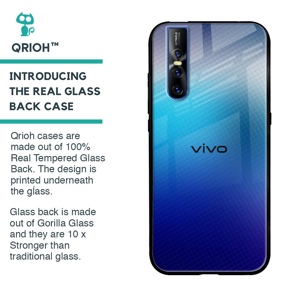 Blue Rhombus Pattern Glass Case for Vivo V15 Pro