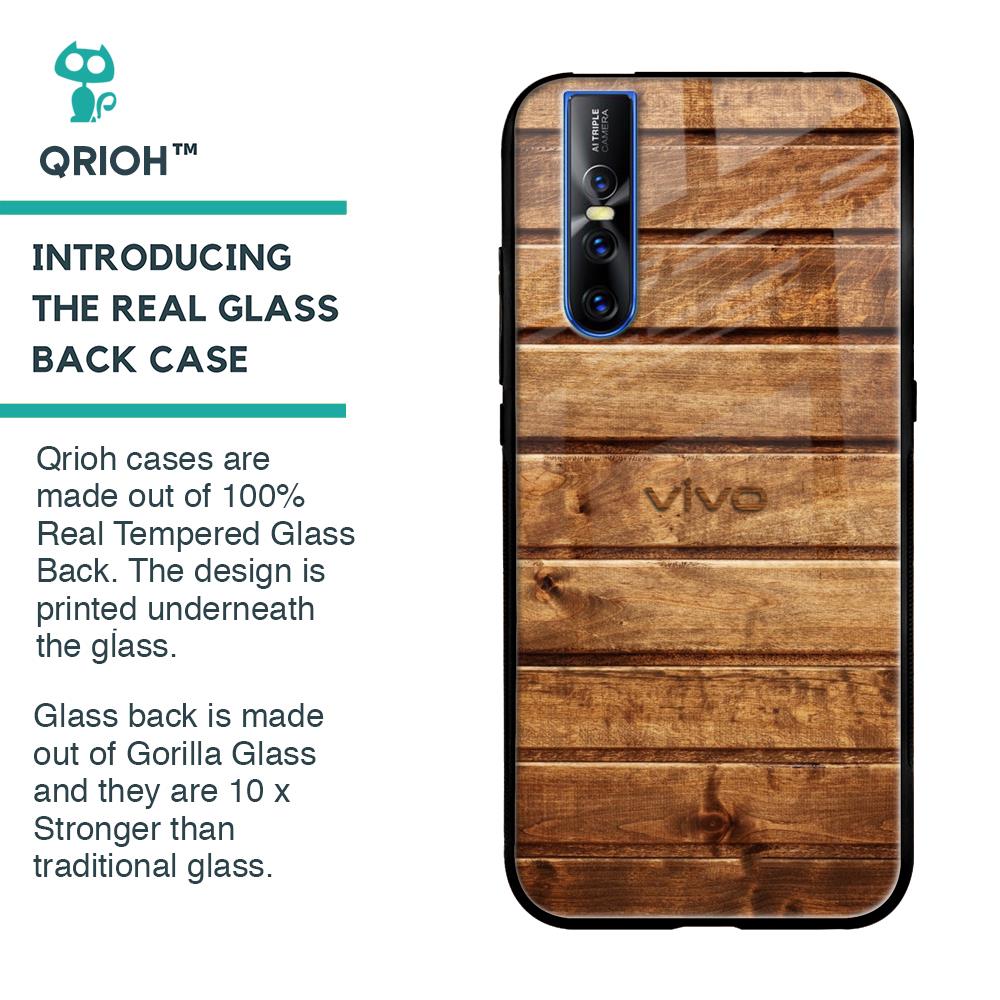 Wooden Planks Glass Case for Vivo V15 Pro