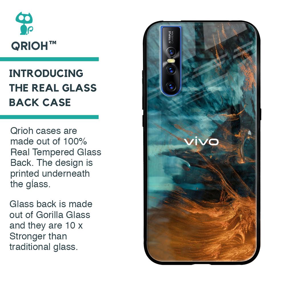 Golden Splash Glass Case for Vivo V15 Pro