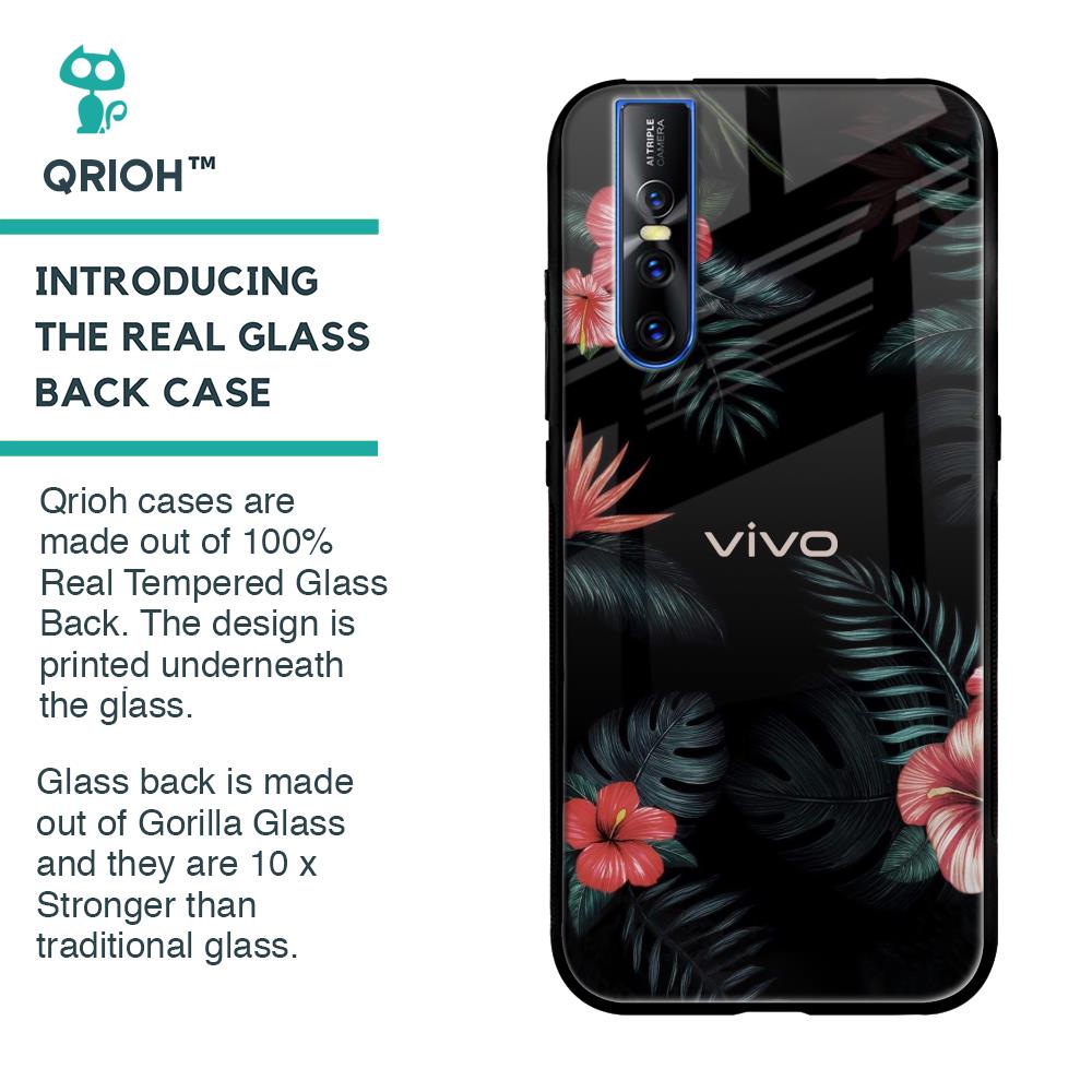 Tropical Art Flower Glass Case for Vivo V15 Pro