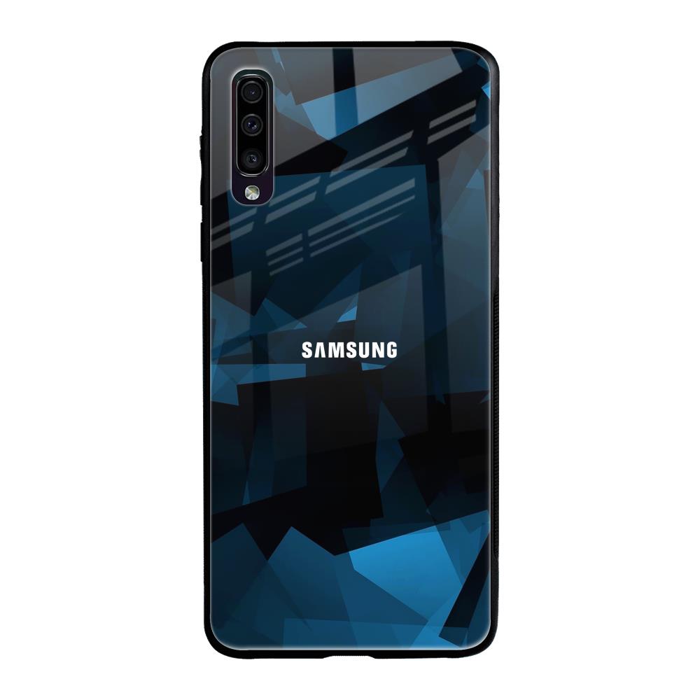 Polygonal Blue Box Samsung Galaxy A50 Glass Back Cover Online