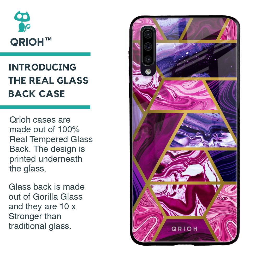 Electroplated Geometric Marble Glass Case for Samsung Galaxy A50