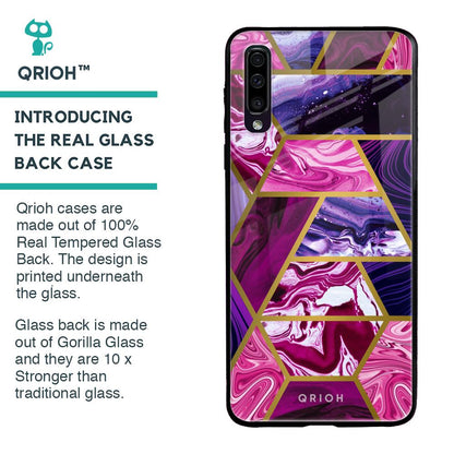 Electroplated Geometric Marble Glass Case for Samsung Galaxy A50