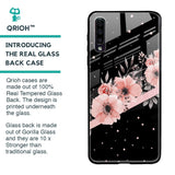 Floral Black Band Glass Case For Samsung Galaxy A50