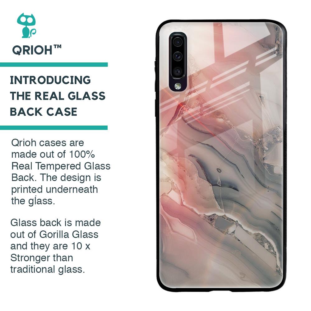 Pink And Grey Marble Glass Case For Samsung Galaxy A50