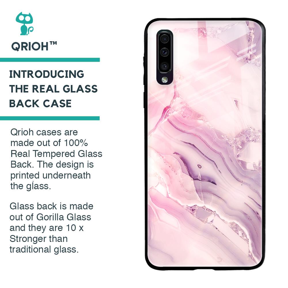 Diamond Pink Gradient Glass Case For Samsung Galaxy A50