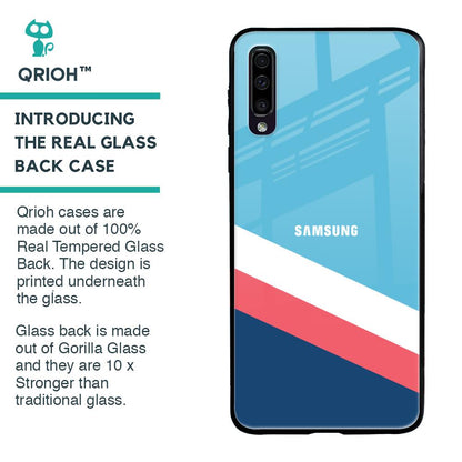 Pink & White Stripes Glass Case For Samsung Galaxy A50