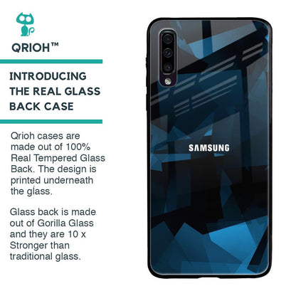 Polygonal Blue Box Glass Case For Samsung Galaxy A50