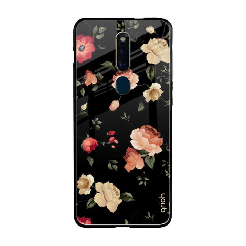 Black Spring Floral Oppo F11 Pro Glass Cases & Covers Online