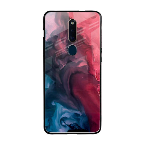 Blue & Red Smoke Oppo F11 Pro Glass Back Cover Online