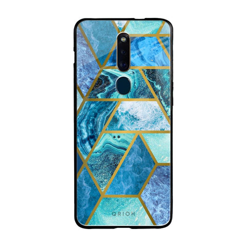 Turquoise Geometrical Marble Oppo F11 Pro Glass Back Cover Online