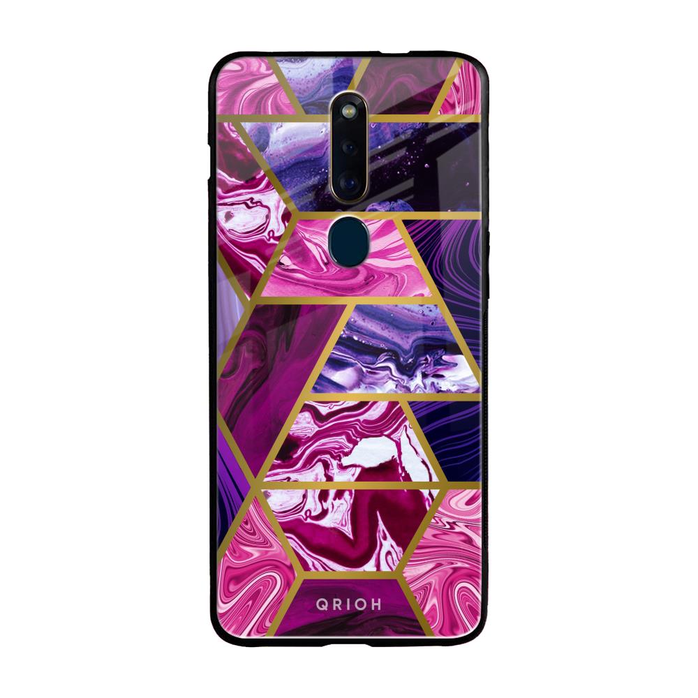 Electroplated Geometric Marble Oppo F11 Pro Glass Back Cover Online