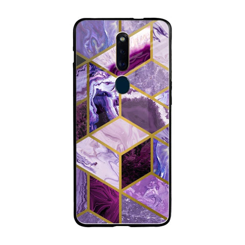 Purple Rhombus Marble Oppo F11 Pro Glass Back Cover Online