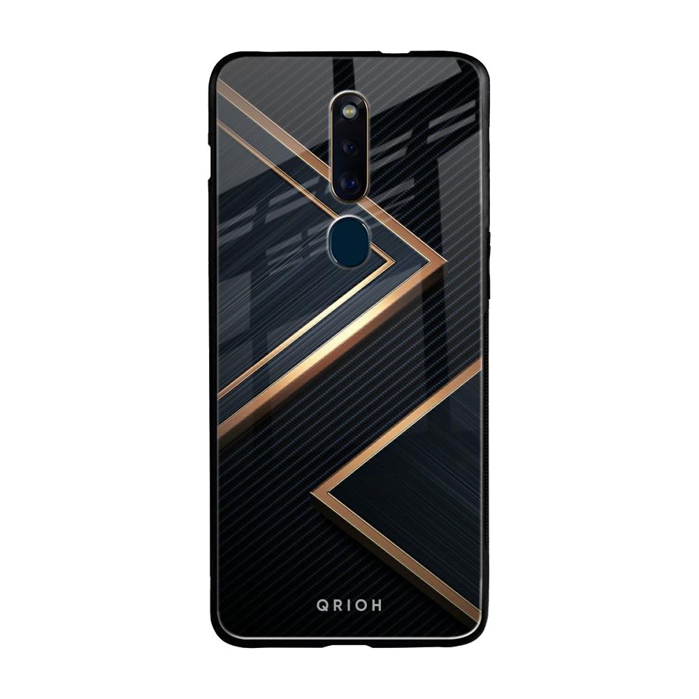 Sleek Golden & Navy Oppo F11 Pro Glass Back Cover Online