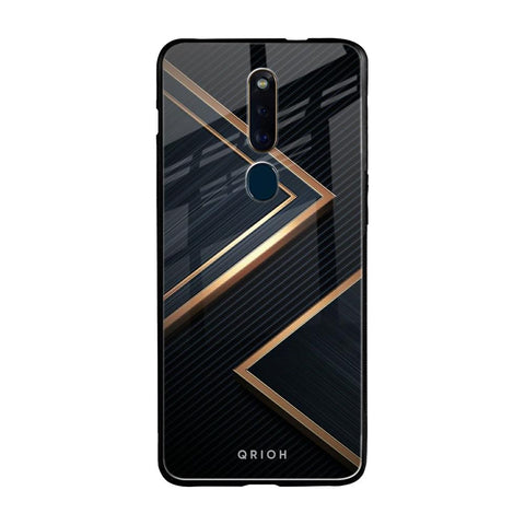 Sleek Golden & Navy Oppo F11 Pro Glass Back Cover Online