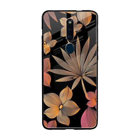 Lines Pattern Flowers Oppo F11 Pro Glass Back Cover Online