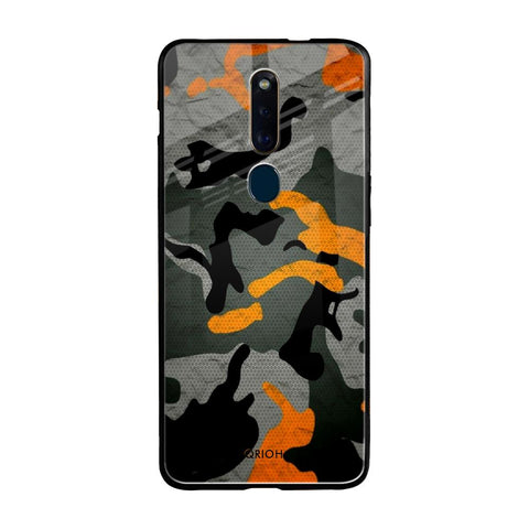 Camouflage Orange Oppo F11 Pro Glass Cases & Covers Online