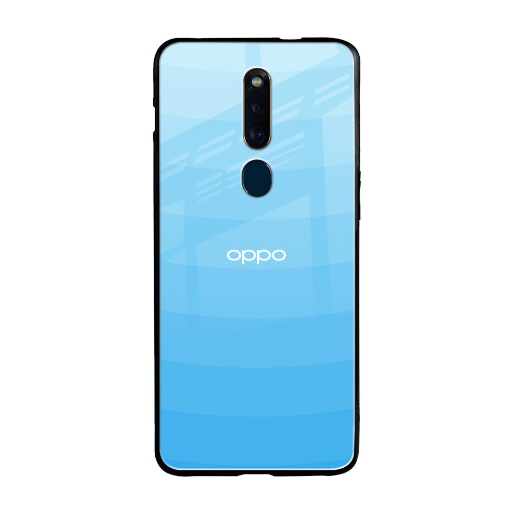 Wavy Blue Pattern Oppo F11 Pro Glass Back Cover Online