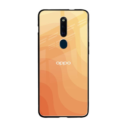 Orange Curve Pattern Oppo F11 Pro Glass Back Cover Online