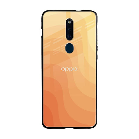 Orange Curve Pattern Oppo F11 Pro Glass Back Cover Online