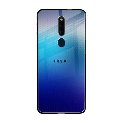Blue Rhombus Pattern Oppo F11 Pro Glass Back Cover Online