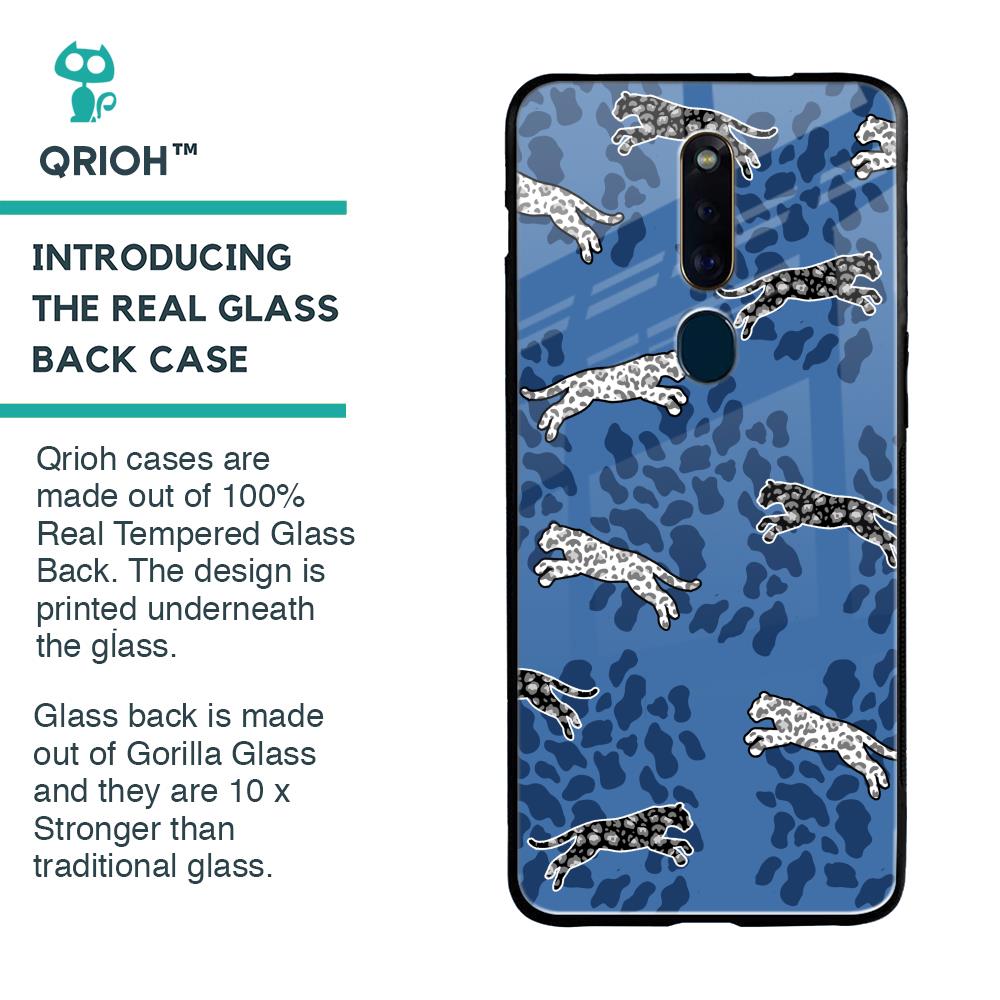 Blue Cheetah Glass Case for Oppo F11 Pro