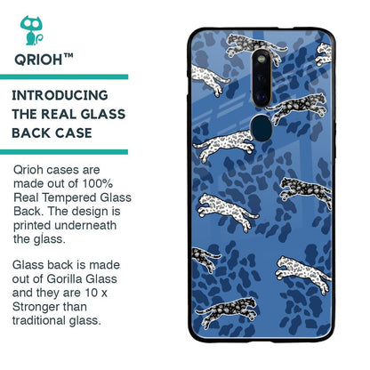 Blue Cheetah Glass Case for Oppo F11 Pro