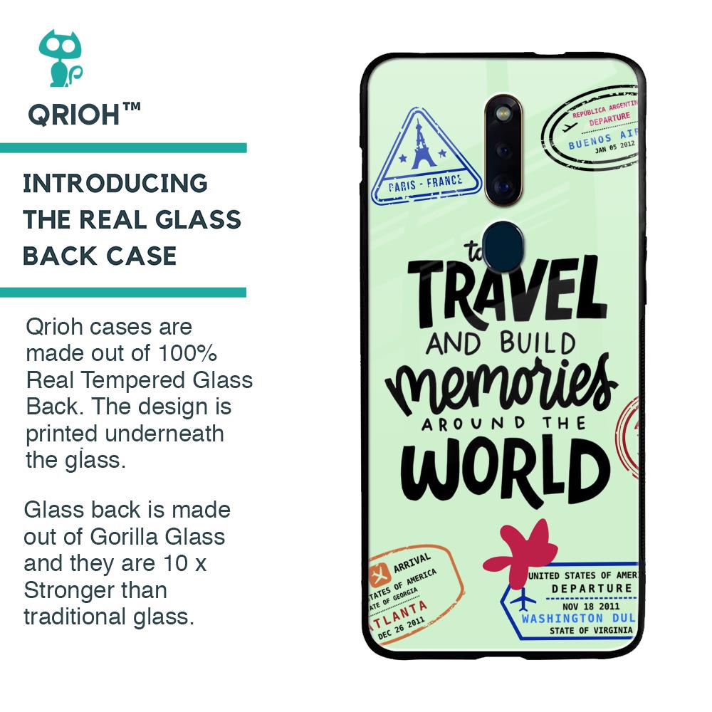 Travel Stamps Glass Case for Oppo F11 Pro