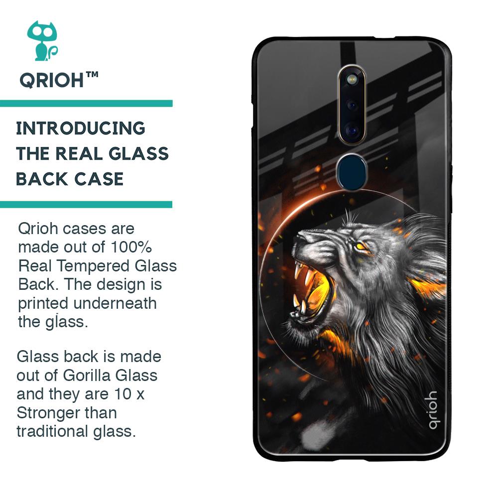 Aggressive Lion Glass Case for Oppo F11 Pro