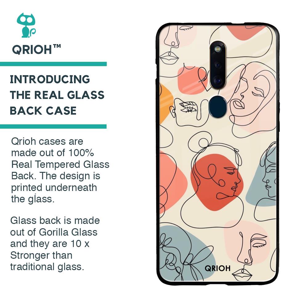 Abstract Faces Glass Case for Oppo F11 Pro