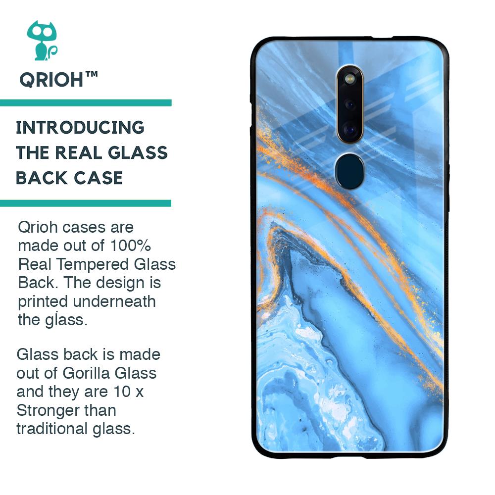 Vibrant Blue Marble Glass Case for Oppo F11 Pro
