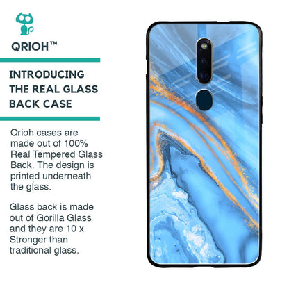 Vibrant Blue Marble Glass Case for Oppo F11 Pro
