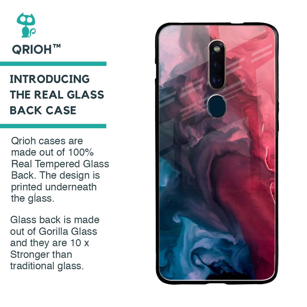 Blue & Red Smoke Glass Case for Oppo F11 Pro
