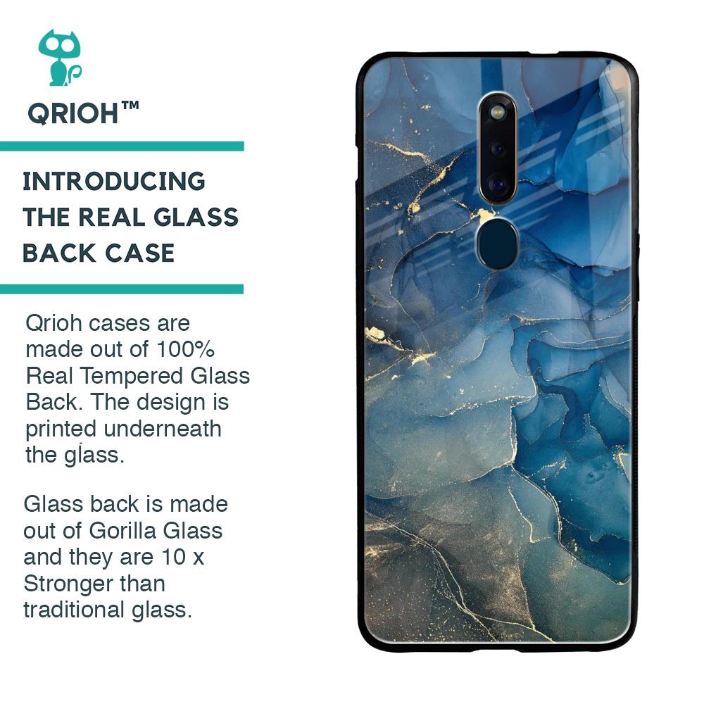 Blue Cool Marble Glass Case for Oppo F11 Pro