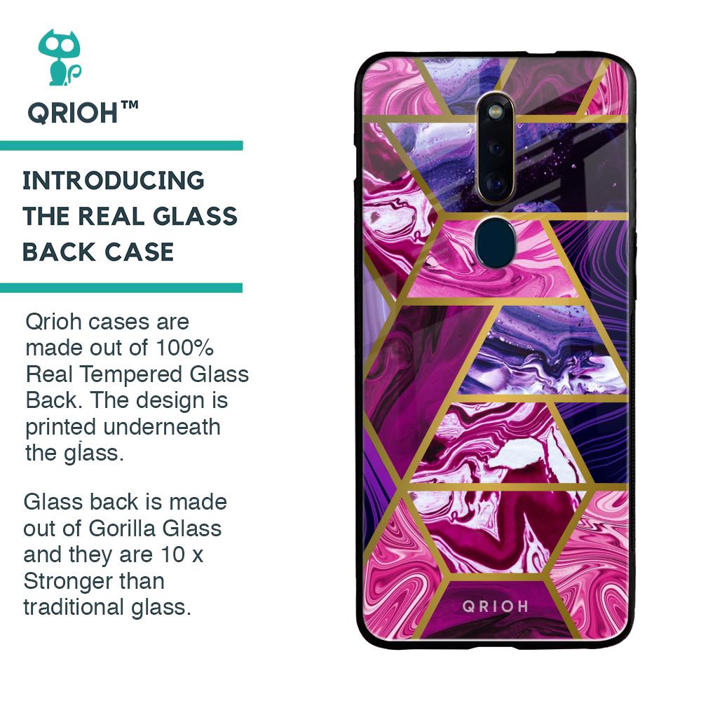 Electroplated Geometric Marble Glass Case for Oppo F11 Pro