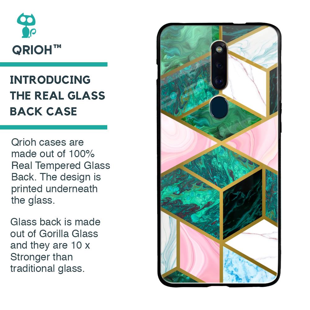 Seamless Green Marble Glass Case for Oppo F11 Pro