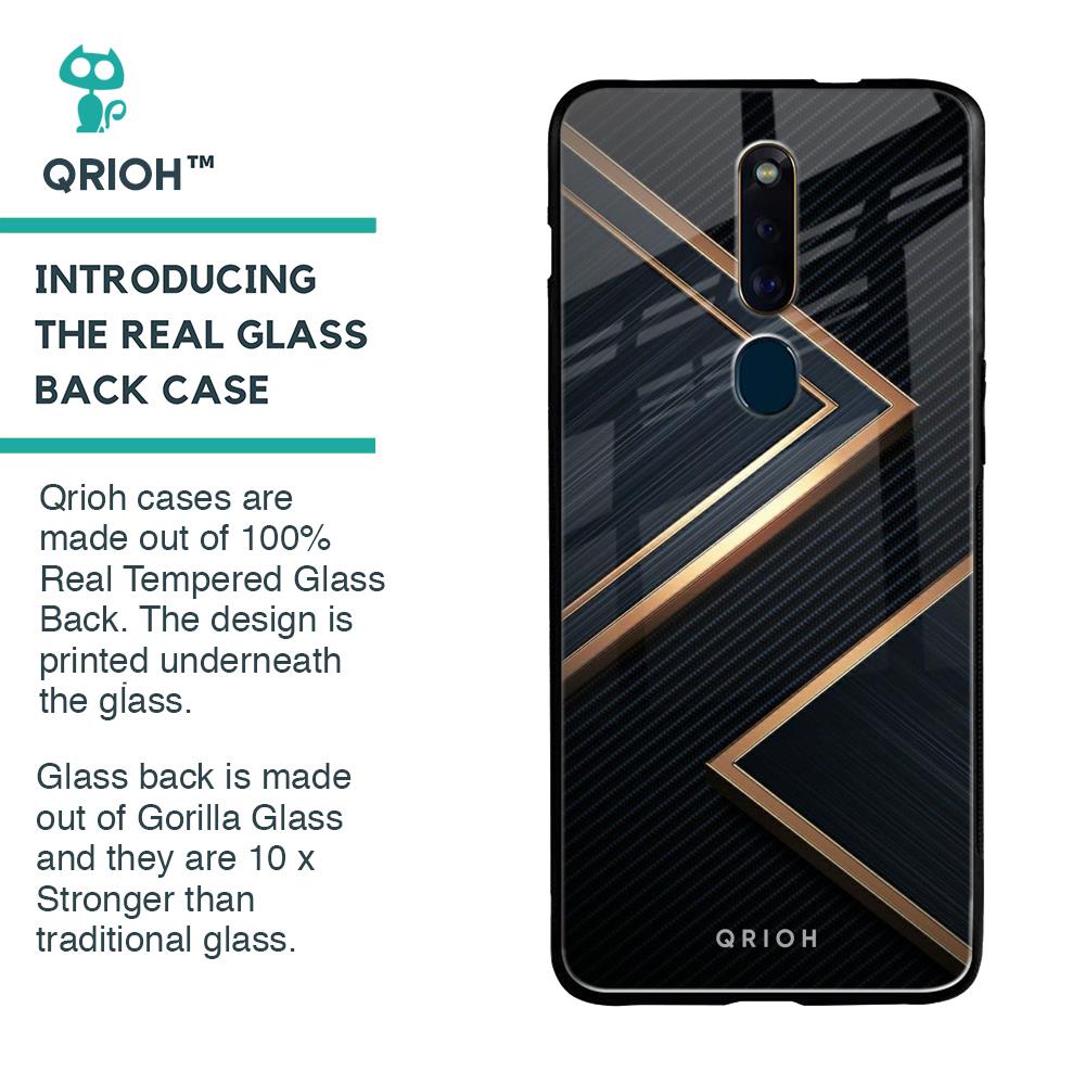 Sleek Golden & Navy Glass Case for Oppo F11 Pro