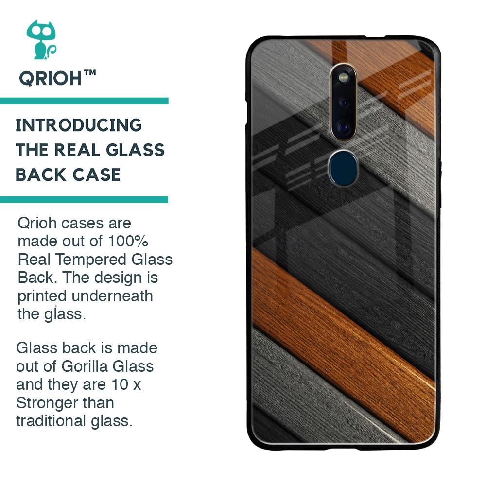 Tri Color Wood Glass Case for Oppo F11 Pro