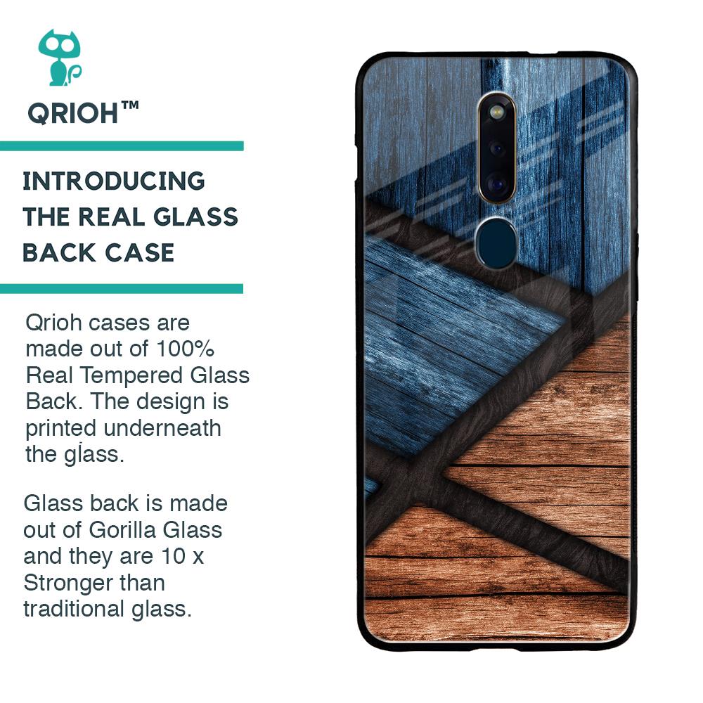 Wooden Tiles Glass Case for Oppo F11 Pro