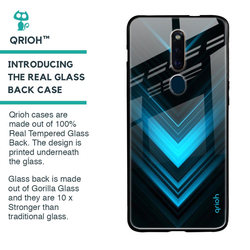 Vertical Blue Arrow Glass Case For Oppo F11 Pro